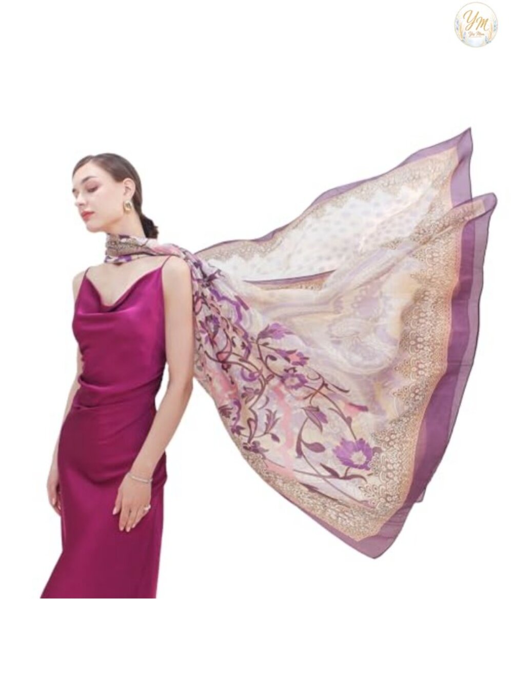 100% Mulberry Silk Pashmina Shawl Wrap – Huge 90x43 Inch Luxury Wraps for Women
